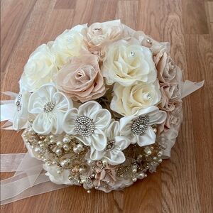 Elegant Cream and Gold Bridal Bouquet new never used